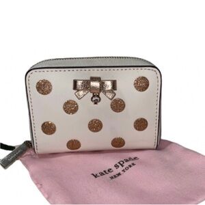 Kate Spade Wrapping Party Zip Around Wallet
Parchment Gold Dots Small NWOT
